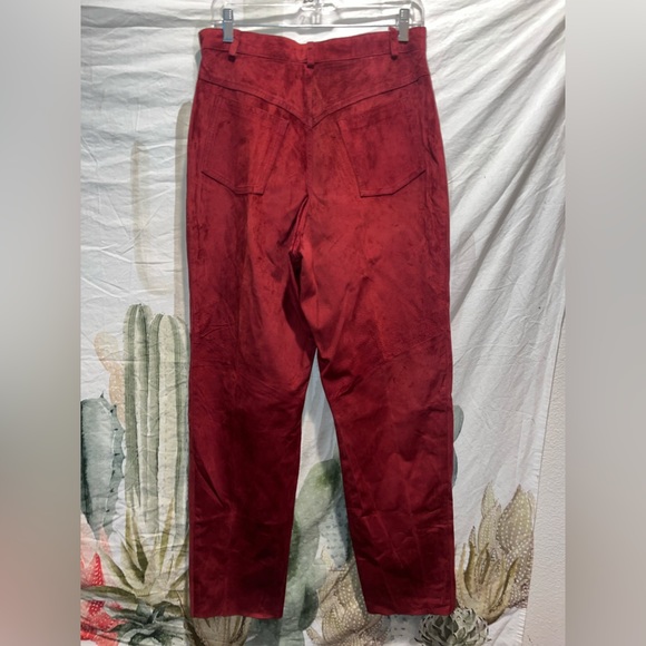 Peruvian Connection Vintage Red Soft Leather Pant 🌵14 - Picture 3 of 12